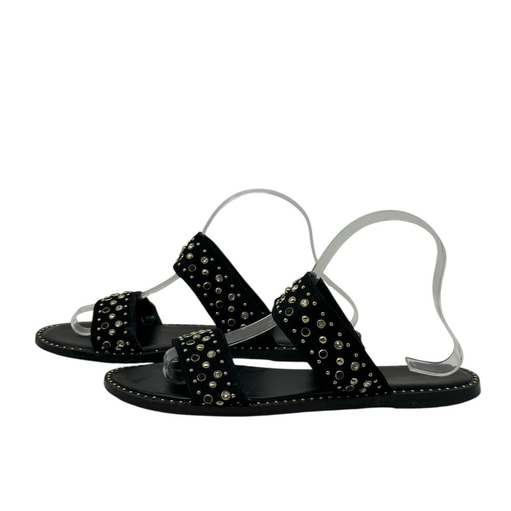 Express black faux suede studded flat sandals size 10